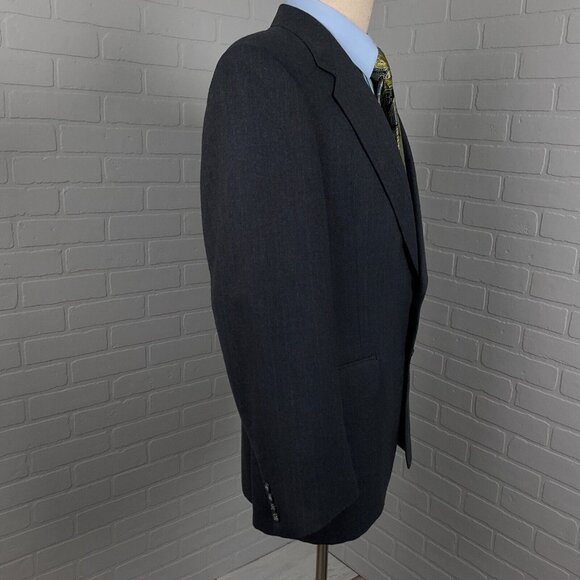 Evan Picone Blazer Men 42R Gray Blue Stripe Classic Career Wool VTG USA 80s‎ - Picture 5 of 16